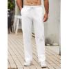 imageCOOFANDY Mens Casual Cotton Pants Elastic Waist Drawstring Linen Beach Summer Pants Lightweight Yoga TrousersWhite