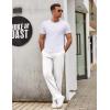 imageCOOFANDY Mens Casual Cotton Pants Elastic Waist Drawstring Linen Beach Summer Pants Lightweight Yoga TrousersWhite