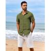 imageCOOFANDY Mens Casual Short Sleeve Button Down Shirts Summer Vacation Shirt Lightweight Textured ShirtsArmy Green