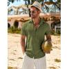 imageCOOFANDY Mens Casual Short Sleeve Button Down Shirts Summer Vacation Shirt Lightweight Textured ShirtsArmy Green