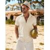 imageCOOFANDY Mens Casual Short Sleeve Button Down Shirts Summer Vacation Shirt Lightweight Textured ShirtsBeige