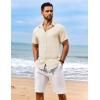 imageCOOFANDY Mens Casual Short Sleeve Button Down Shirts Summer Vacation Shirt Lightweight Textured ShirtsBeige