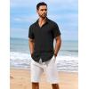 imageCOOFANDY Mens Casual Short Sleeve Button Down Shirts Summer Vacation Shirt Lightweight Textured ShirtsBlack