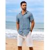 imageCOOFANDY Mens Casual Short Sleeve Button Down Shirts Summer Vacation Shirt Lightweight Textured ShirtsDark Blue