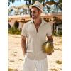 imageCOOFANDY Mens Casual Short Sleeve Button Down Shirts Summer Vacation Shirt Lightweight Textured ShirtsDark Khaki
