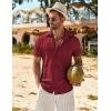 imageCOOFANDY Mens Casual Short Sleeve Button Down Shirts Summer Vacation Shirt Lightweight Textured ShirtsDark Red