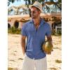 imageCOOFANDY Mens Casual Short Sleeve Button Down Shirts Summer Vacation Shirt Lightweight Textured ShirtsDenim Blue
