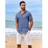 imageCOOFANDY Mens Casual Short Sleeve Button Down Shirts Summer Vacation Shirt Lightweight Textured ShirtsDenim Blue