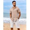 imageCOOFANDY Mens Casual Short Sleeve Button Down Shirts Summer Vacation Shirt Lightweight Textured ShirtsKhaki