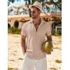 imageCOOFANDY Mens Casual Short Sleeve Button Down Shirts Summer Vacation Shirt Lightweight Textured ShirtsKhaki