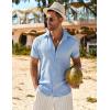imageCOOFANDY Mens Casual Short Sleeve Button Down Shirts Summer Vacation Shirt Lightweight Textured ShirtsLight Blue