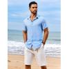 imageCOOFANDY Mens Casual Short Sleeve Button Down Shirts Summer Vacation Shirt Lightweight Textured ShirtsLight Blue