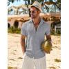 imageCOOFANDY Mens Casual Short Sleeve Button Down Shirts Summer Vacation Shirt Lightweight Textured ShirtsLight Grey