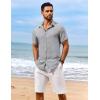 imageCOOFANDY Mens Casual Short Sleeve Button Down Shirts Summer Vacation Shirt Lightweight Textured ShirtsLight Grey