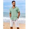 imageCOOFANDY Mens Casual Short Sleeve Button Down Shirts Summer Vacation Shirt Lightweight Textured ShirtsMint Green