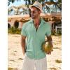 imageCOOFANDY Mens Casual Short Sleeve Button Down Shirts Summer Vacation Shirt Lightweight Textured ShirtsMint Green