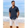 imageCOOFANDY Mens Casual Short Sleeve Button Down Shirts Summer Vacation Shirt Lightweight Textured ShirtsNavy Blue