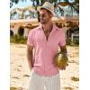 imageCOOFANDY Mens Casual Short Sleeve Button Down Shirts Summer Vacation Shirt Lightweight Textured ShirtsPink