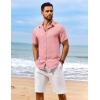 imageCOOFANDY Mens Casual Short Sleeve Button Down Shirts Summer Vacation Shirt Lightweight Textured ShirtsPink