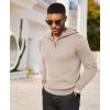imageCOOFANDY Mens Quarter Zip Pullover Quilted Pullover Casual Knit Long Sleeve Mock Neck Sweater PoloApricot