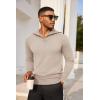 imageCOOFANDY Mens Quarter Zip Pullover Quilted Pullover Casual Knit Long Sleeve Mock Neck Sweater PoloApricot