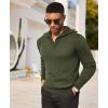 imageCOOFANDY Mens Quarter Zip Pullover Quilted Pullover Casual Knit Long Sleeve Mock Neck Sweater PoloArmy Green
