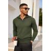 imageCOOFANDY Mens Quarter Zip Pullover Quilted Pullover Casual Knit Long Sleeve Mock Neck Sweater PoloArmy Green