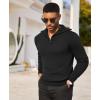 imageCOOFANDY Mens Quarter Zip Pullover Quilted Pullover Casual Knit Long Sleeve Mock Neck Sweater PoloBlack
