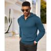 imageCOOFANDY Mens Quarter Zip Pullover Quilted Pullover Casual Knit Long Sleeve Mock Neck Sweater PoloDark Blue