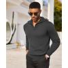 imageCOOFANDY Mens Quarter Zip Pullover Quilted Pullover Casual Knit Long Sleeve Mock Neck Sweater PoloDark Gray
