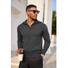 imageCOOFANDY Mens Quarter Zip Pullover Quilted Pullover Casual Knit Long Sleeve Mock Neck Sweater PoloDark Gray