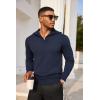 imageCOOFANDY Mens Quarter Zip Pullover Quilted Pullover Casual Knit Long Sleeve Mock Neck Sweater PoloDark Navy Blue