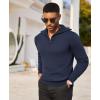 imageCOOFANDY Mens Quarter Zip Pullover Quilted Pullover Casual Knit Long Sleeve Mock Neck Sweater PoloDark Navy Blue