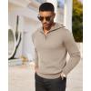 imageCOOFANDY Mens Quarter Zip Pullover Quilted Pullover Casual Knit Long Sleeve Mock Neck Sweater PoloKhaki