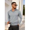 imageCOOFANDY Mens Quarter Zip Pullover Quilted Pullover Casual Knit Long Sleeve Mock Neck Sweater PoloLight Grey