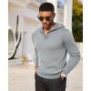 imageCOOFANDY Mens Quarter Zip Pullover Quilted Pullover Casual Knit Long Sleeve Mock Neck Sweater PoloLight Grey