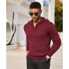 imageCOOFANDY Mens Quarter Zip Pullover Quilted Pullover Casual Knit Long Sleeve Mock Neck Sweater PoloWine Red
