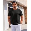 imageCOOFANDY Mens T Shirts Short Sleeve Knit Sweater Shirt Casual Crewneck Ribbed Pullover TeesBlack