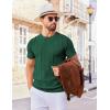imageCOOFANDY Mens T Shirts Short Sleeve Knit Sweater Shirt Casual Crewneck Ribbed Pullover TeesDeep Green