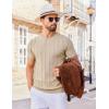 imageCOOFANDY Mens T Shirts Short Sleeve Knit Sweater Shirt Casual Crewneck Ribbed Pullover TeesKhaki
