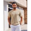 imageCOOFANDY Mens T Shirts Short Sleeve Knit Sweater Shirt Casual Crewneck Ribbed Pullover TeesKhaki