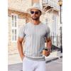 imageCOOFANDY Mens T Shirts Short Sleeve Knit Sweater Shirt Casual Crewneck Ribbed Pullover TeesLight Grey