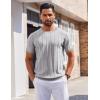imageCOOFANDY Mens T Shirts Short Sleeve Knit Sweater Shirt Casual Crewneck Ribbed Pullover TeesLight Grey