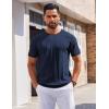 imageCOOFANDY Mens T Shirts Short Sleeve Knit Sweater Shirt Casual Crewneck Ribbed Pullover TeesNavy Blue