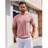 imageCOOFANDY Mens T Shirts Short Sleeve Knit Sweater Shirt Casual Crewneck Ribbed Pullover TeesPink