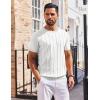 imageCOOFANDY Mens T Shirts Short Sleeve Knit Sweater Shirt Casual Crewneck Ribbed Pullover TeesWhite