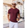 imageCOOFANDY Mens T Shirts Short Sleeve Knit Sweater Shirt Casual Crewneck Ribbed Pullover TeesWine Red
