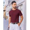 imageCOOFANDY Mens T Shirts Short Sleeve Knit Sweater Shirt Casual Crewneck Ribbed Pullover TeesWine Red
