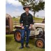 imageCOOFANDY Mens Western Cowboy Shirts Cotton Long Sleeve Shirts with Two Pockets EmbroideredAblack