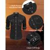 imageCOOFANDY Mens Western Cowboy Shirts Cotton Long Sleeve Shirts with Two Pockets EmbroideredAblack